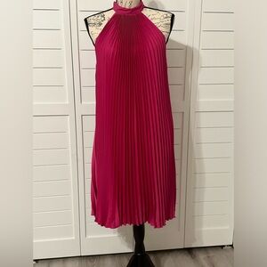 NWT Banana Republic fuchsia accordion cocktail dress.  Ties at neck in the back.